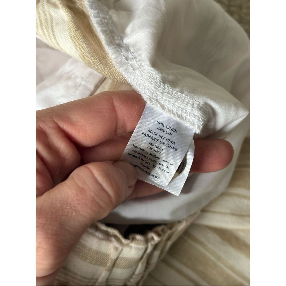 Faherty Monterey Linen Pants Natural Bombay Stripe size L - Picture 13 of 13